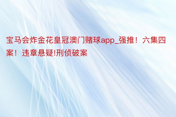 宝马会炸金花皇冠澳门赌球app_强推！六集四案！违章悬疑!刑侦破案